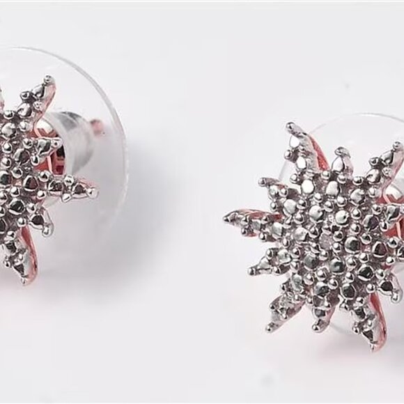 Diamond Accent Star Stud Earrings in 14K Rose Gold Over Sterling Silver